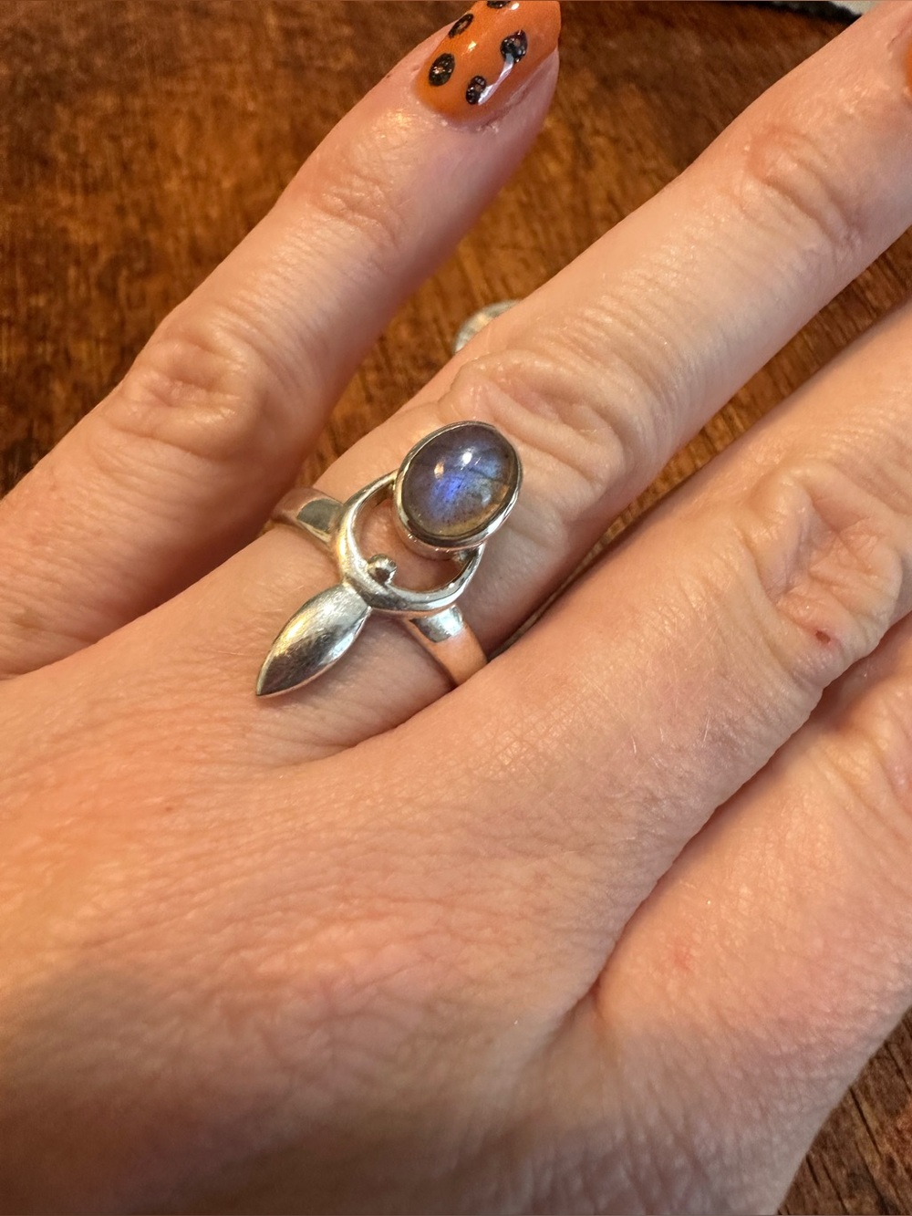 Solid Sterling Silver, Purple Flash, Labradorite Ring